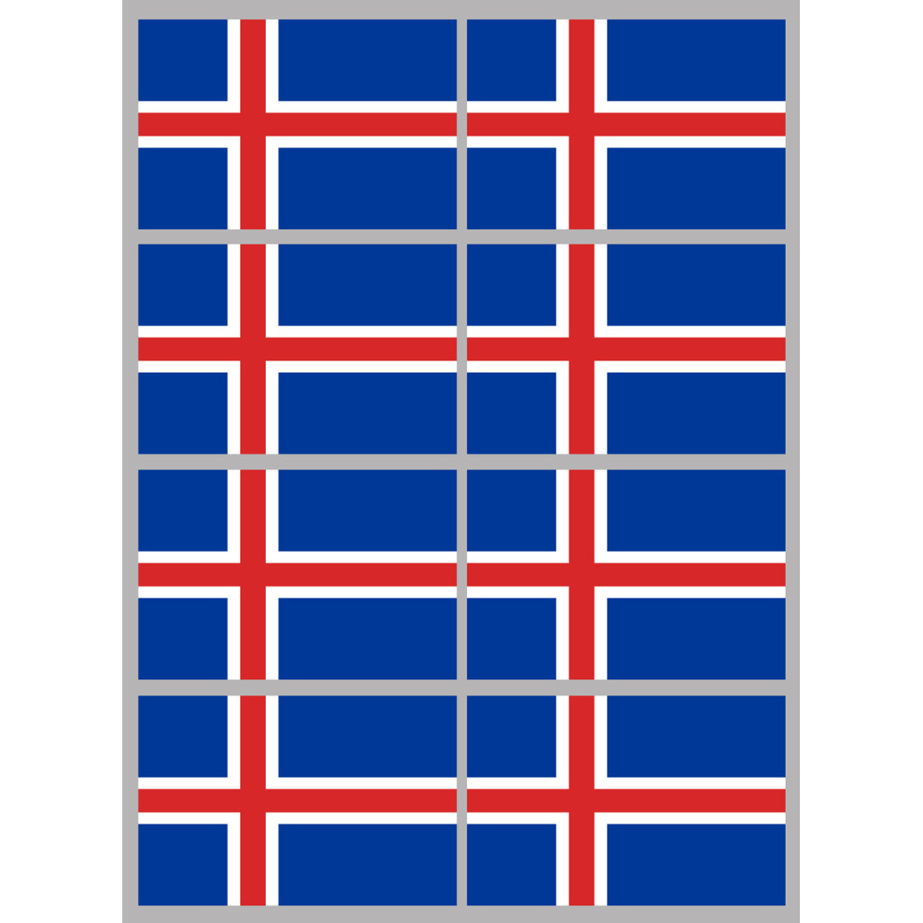 Drapeau Islande (8 fois 9.5x6.3cm) - Sticker/autocollant