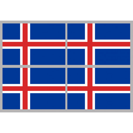 Drapeau Islande (4 fois 9.5x6.3cm) - Sticker/autocollant