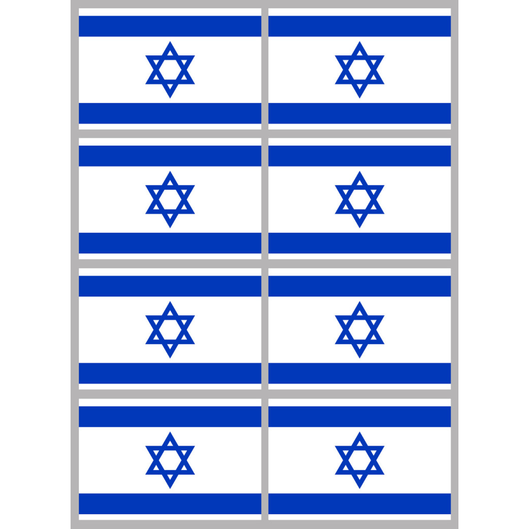 Drapeau Israel (8 fois 9.5x6.3cm) - Sticker/autocollant
