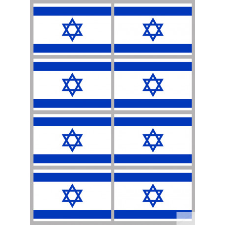 Drapeau Israel (8 fois 9.5x6.3cm) - Sticker/autocollant