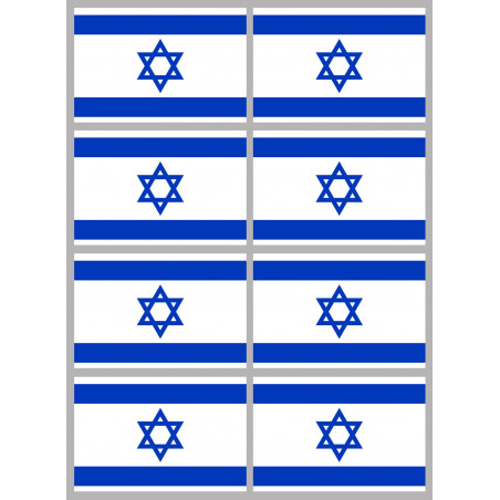 Drapeau Israel (8 fois 9.5x6.3cm) - Sticker/autocollant