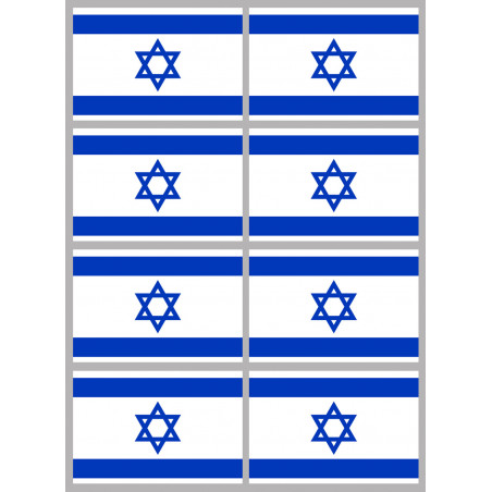 Drapeau Israel (8 fois 9.5x6.3cm) - Sticker/autocollant