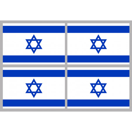 Drapeau Israel (4 fois 9.5x6.3cm) - Sticker/autocollant