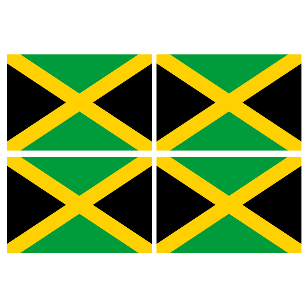 Drapeau Jamaïque (4 fois 9.5x6.3cm) - Sticker/autocollant