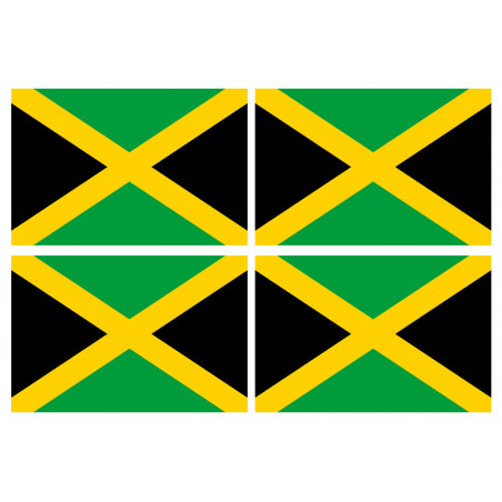 Drapeau Jamaïque (4 fois 9.5x6.3cm) - Sticker/autocollant