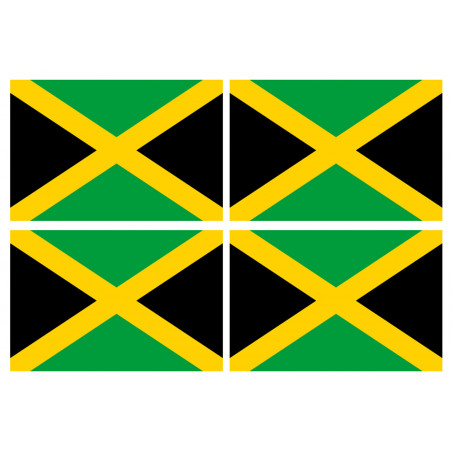 Drapeau Jamaïque (4 fois 9.5x6.3cm) - Sticker/autocollant