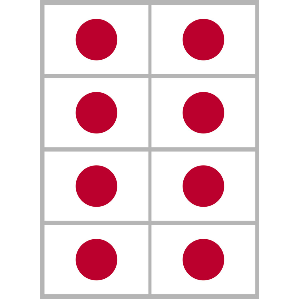 Drapeau Japon (8 fois 9.5x6.3cm) - Sticker/autocollant