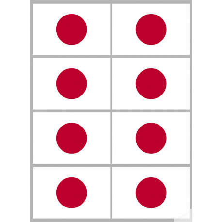 Drapeau Japon (8 fois 9.5x6.3cm) - Sticker/autocollant