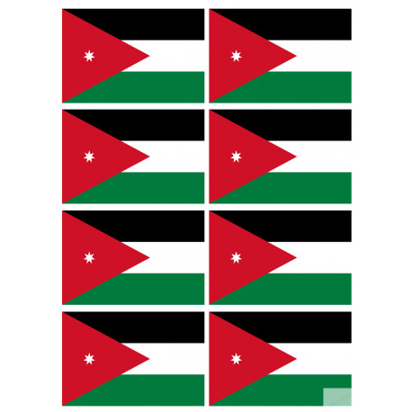 Drapeau Jordanie (8 fois 9.5x6.3cm) - Sticker/autocollant