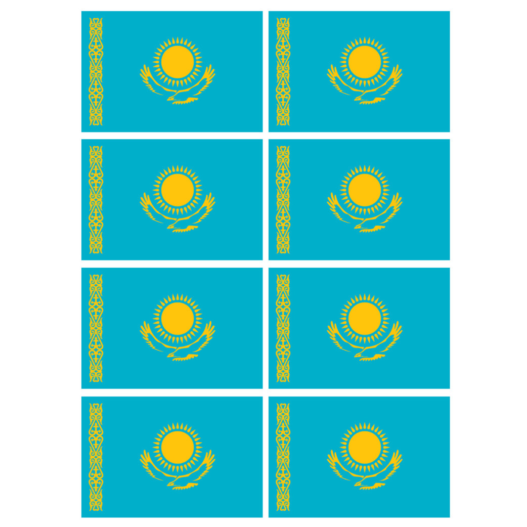 Drapeau Kazakhstan (8 fois 9.5x6.3cm) - Sticker/autocollant