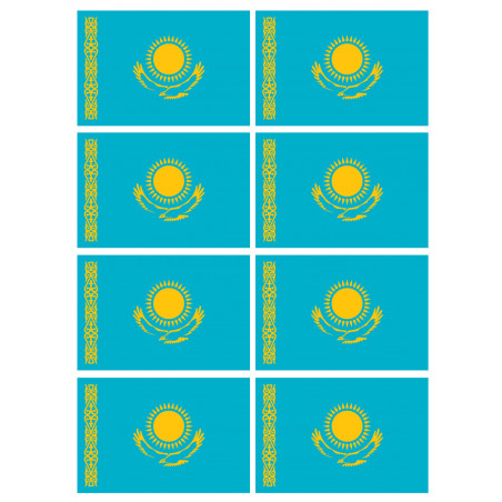 Drapeau Kazakhstan (8 fois 9.5x6.3cm) - Sticker/autocollant