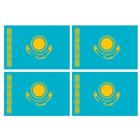 Drapeau Kazakhstan (4 fois 9.5x6.3cm) - Sticker/autocollant