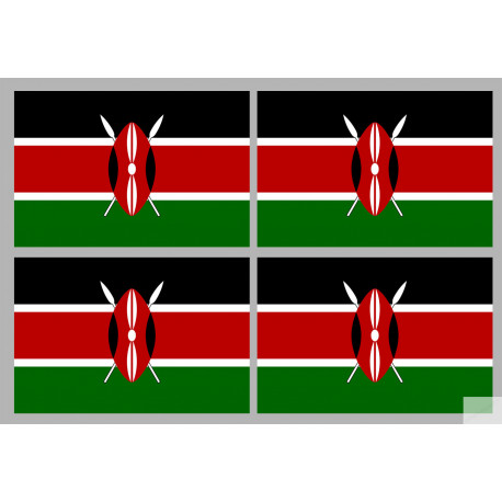 Drapeau Kenya (4 fois 9.5x6.3cm) - Sticker/autocollant