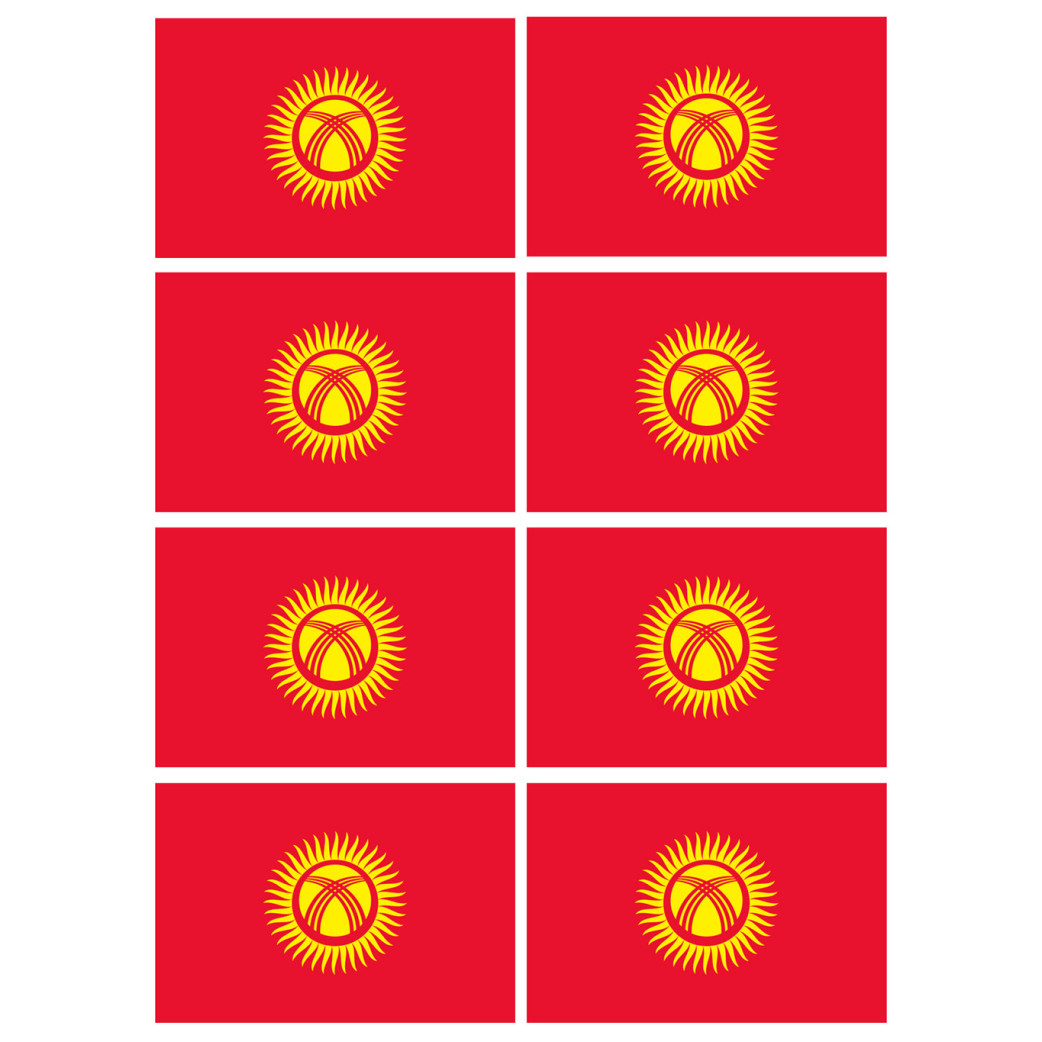 Drapeau Kirghizistan (8 fois 9.5x6.3cm) - Sticker/autocollant