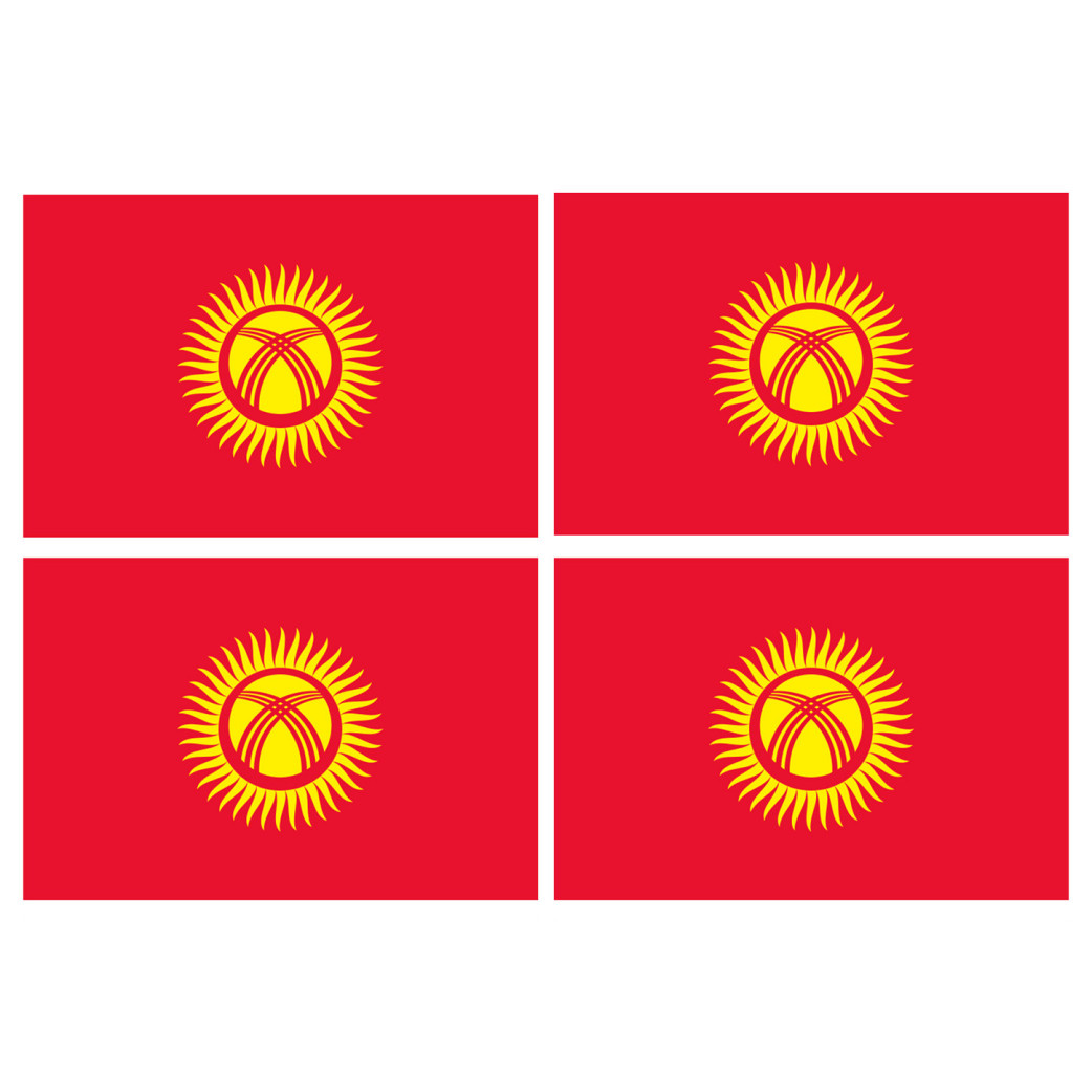 Drapeau Kirghizistan (4 fois 9.5x6.3cm) - Sticker/autocollant