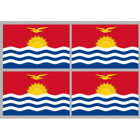 Drapeau Kiribati (4 fois 9.5x6.3cm) - Sticker/autocollant