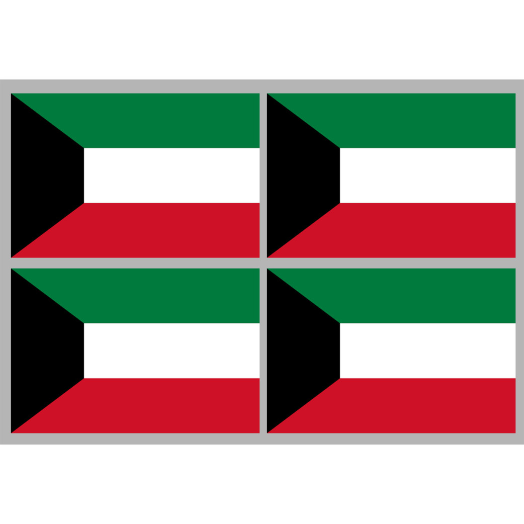 Drapeau Koweït (4 fois 9.5x6.3cm) - Sticker/autocollant