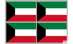 Drapeau Koweït (4 fois 9.5x6.3cm) - Sticker/autocollant
