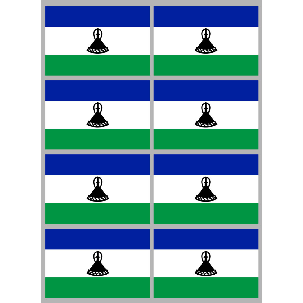 Drapeau Lesotho (8 fois 9.5x6.3cm) - Sticker/autocollant