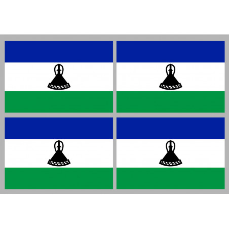 Drapeau Lesotho (4 fois 9.5x6.3cm) - Sticker/autocollant