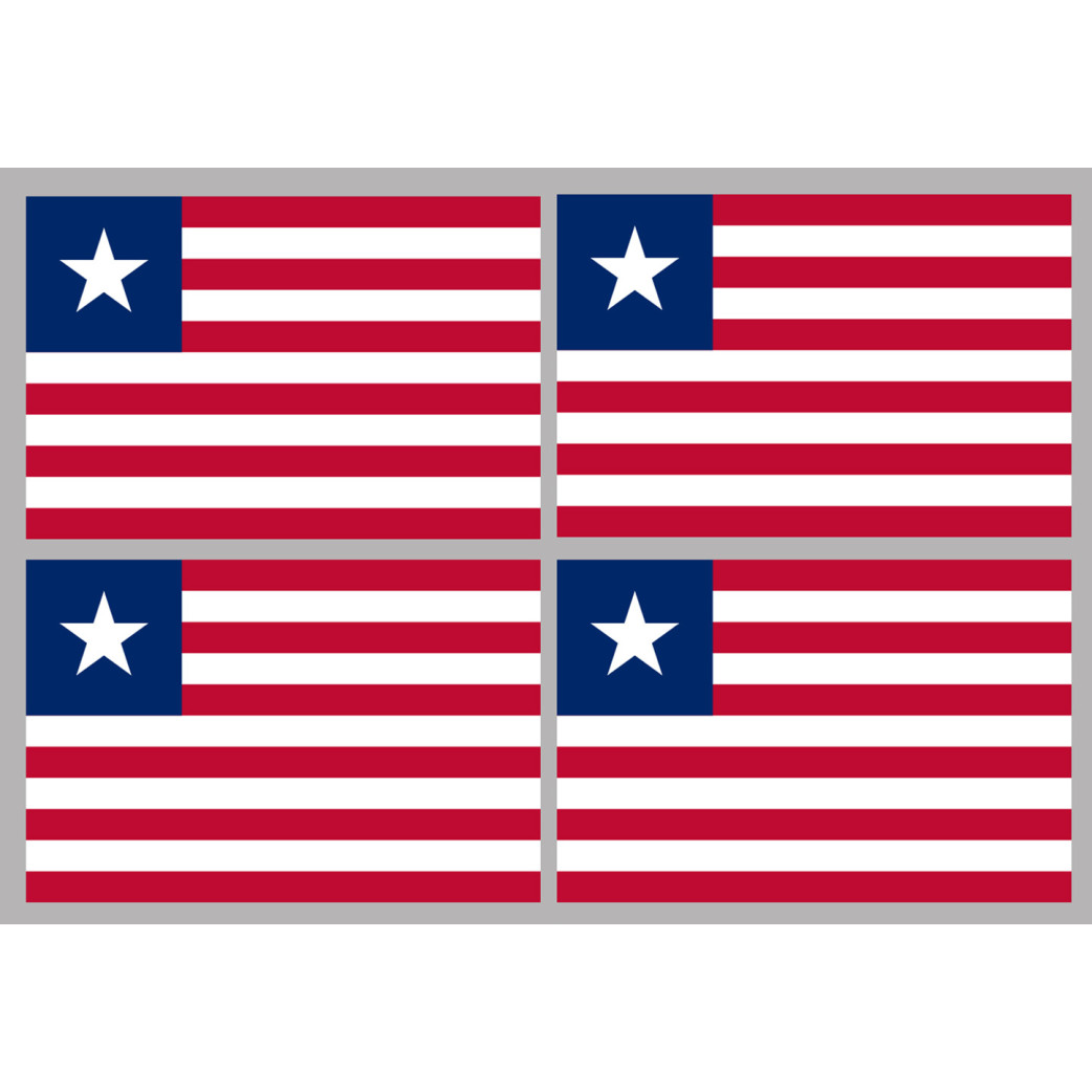 Drapeau Libéria (4 fois 9.5x6.3cm) - Sticker/autocollant
