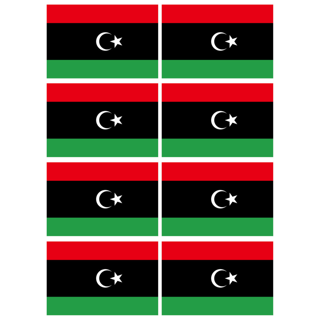 Drapeau Libye (8 fois 9.5x6.3cm) - Sticker/autocollant