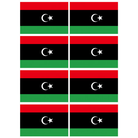 Drapeau Libye (8 fois 9.5x6.3cm) - Sticker/autocollant