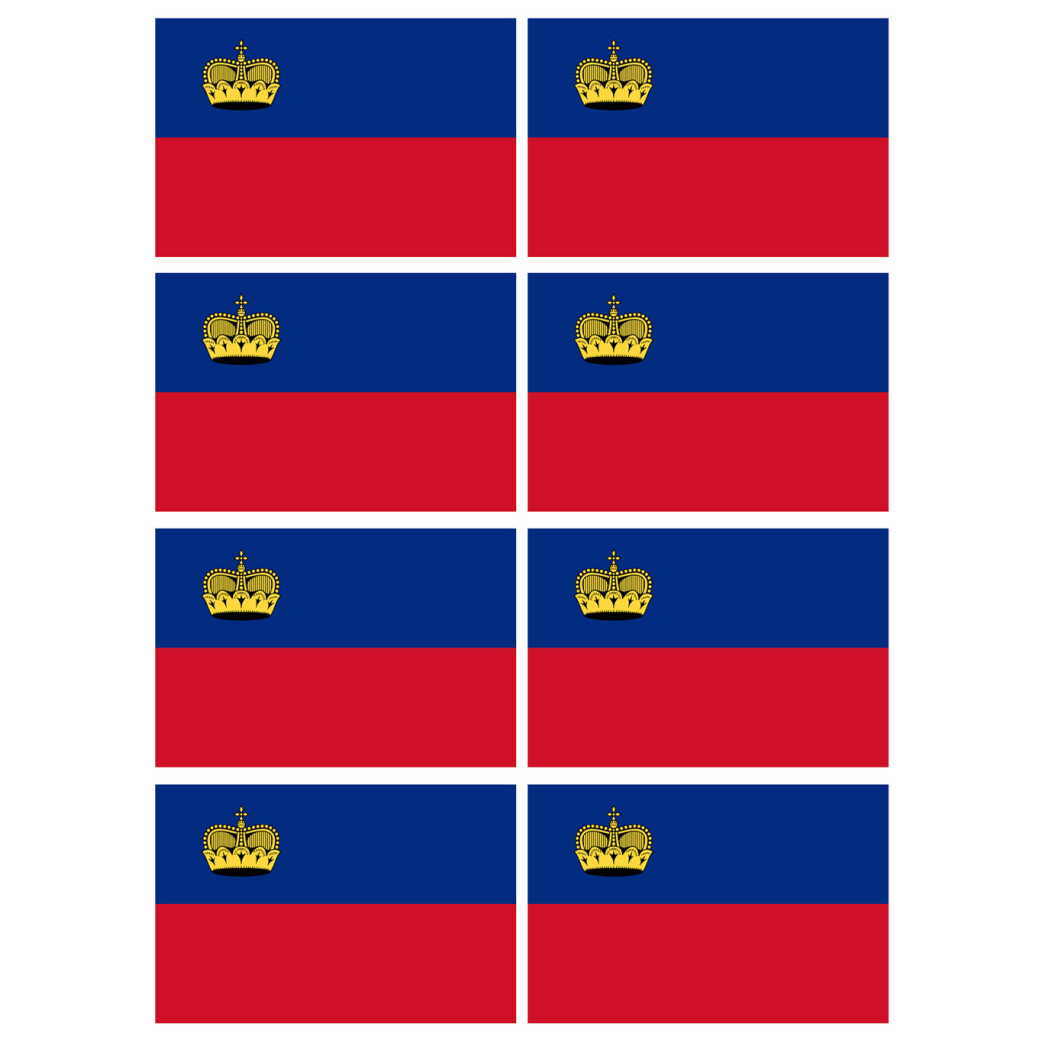 Drapeau Liechtenstein (8 fois 9.5x6.3cm) - Sticker/autocollant