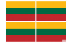 Drapeau Lituanie (4 fois 9.5x6.3cm) - Sticker/autocollant