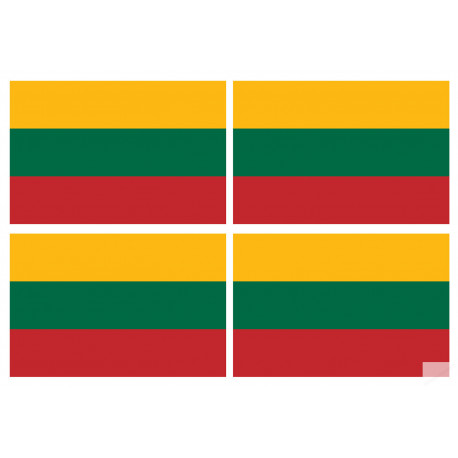 Drapeau Lituanie (4 fois 9.5x6.3cm) - Sticker/autocollant