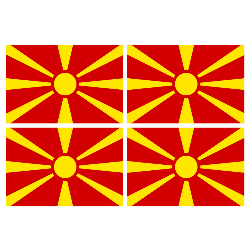 Drapeau Macédoine (4 fois 9.5x6.3cm) - Sticker/autocollant