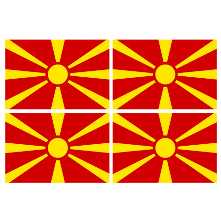 Drapeau Macédoine (4 fois 9.5x6.3cm) - Sticker/autocollant