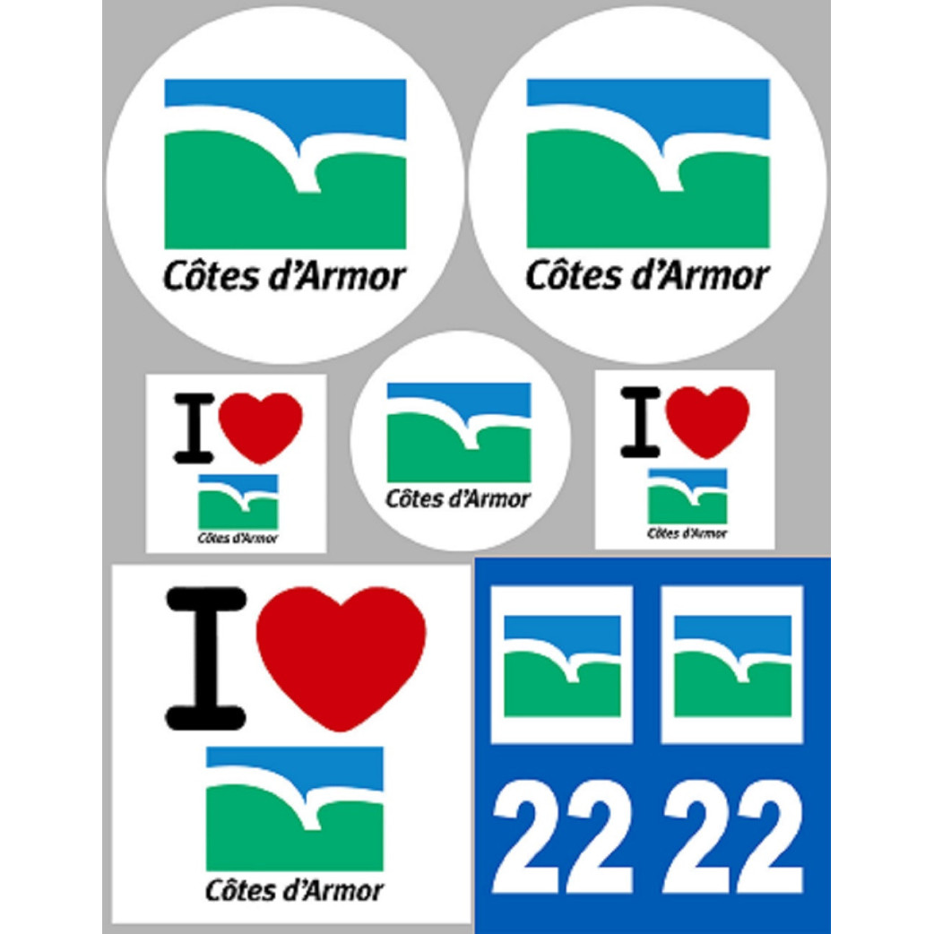 Côtes-d'Armor (8 autocollants variés) - Sticker/autocollant