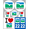 Département 22 Côtes-d'Armor (8 autocollants variés) - Sticker/autocollant