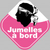 Bébés à bord jumelles corse (15x15cm) - Sticker/autocollant