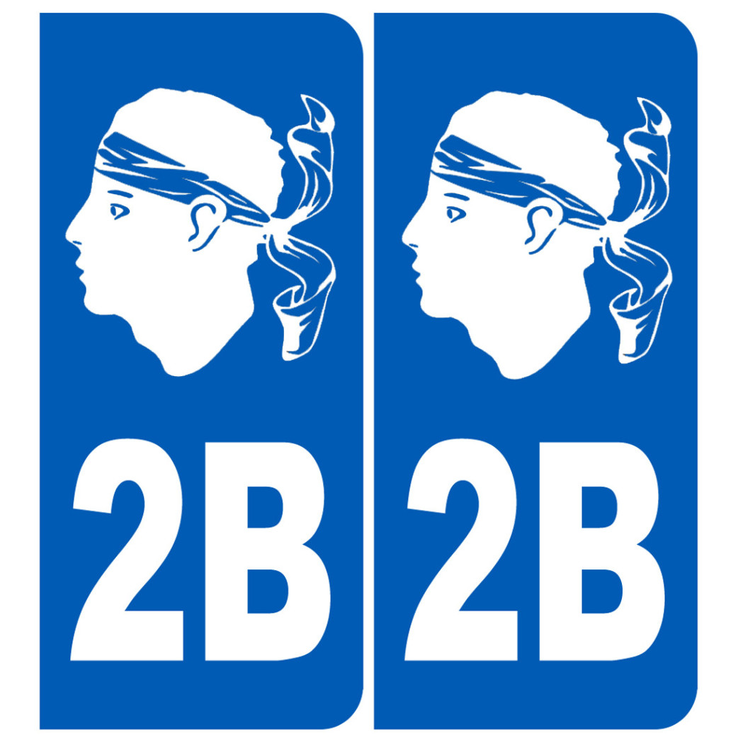 Immatriculation 2B blanc (Haute-Corse) - Sticker/autocollant