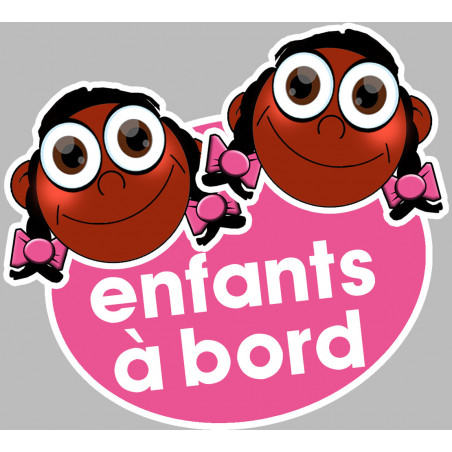 Enfants à bord filles afros (15x13,5cm) - Sticker/autocollant