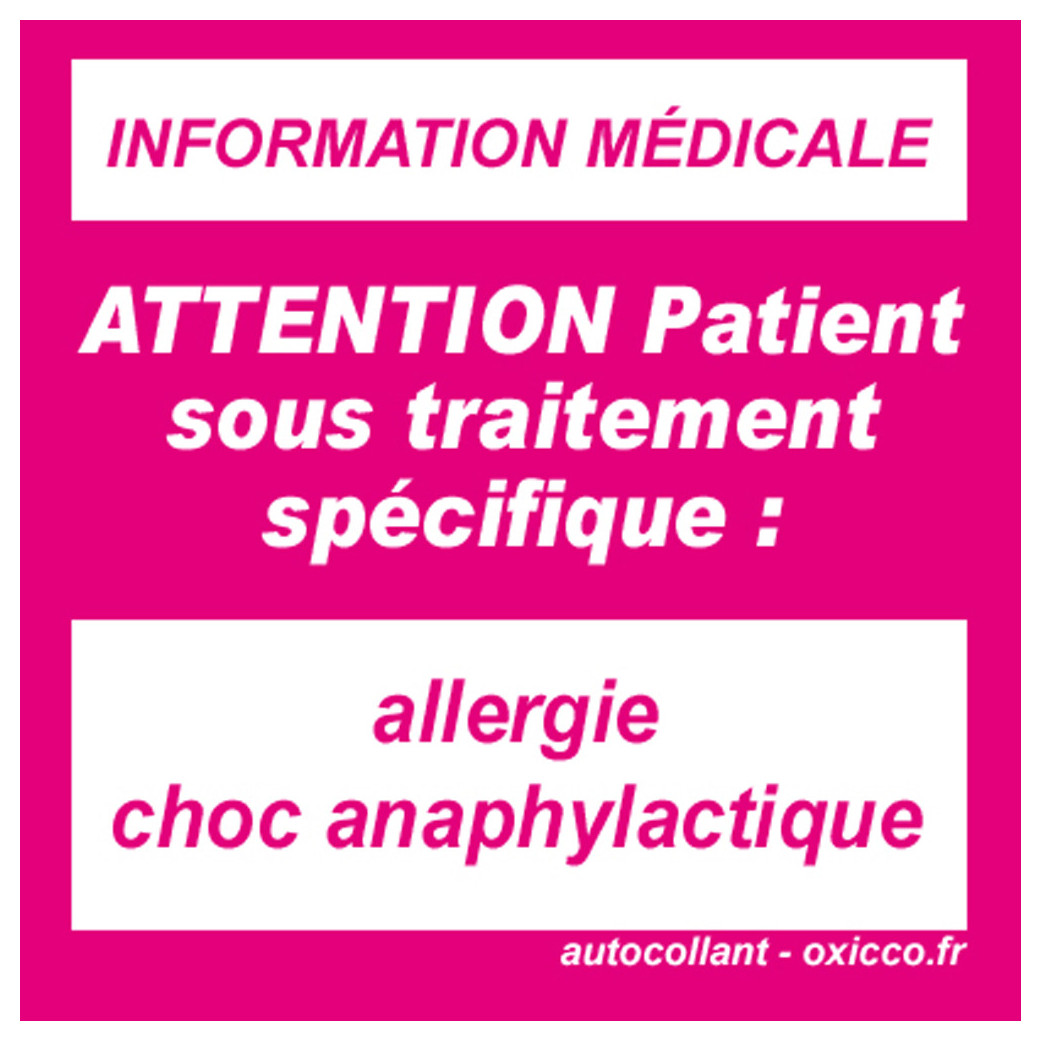 Allergie choc anaphylactique (5x5cm) - Sticker/autocollant