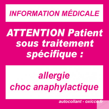 Allergie choc anaphylactique (5x5cm) - Sticker/autocollant