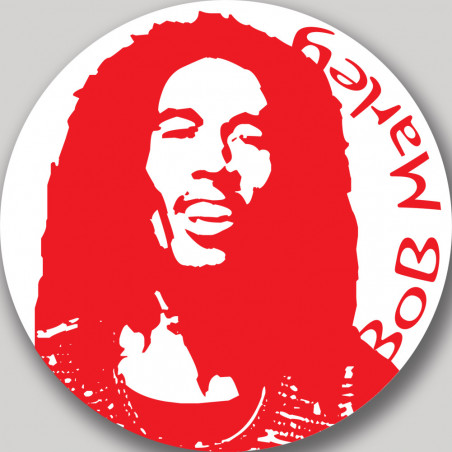 Bob Marley rond (20x20cm) - Sticker/autocollant