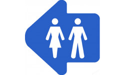 WC, toilette flèche directionnelle gauche (20x20cm) - Sticker/autocollant
