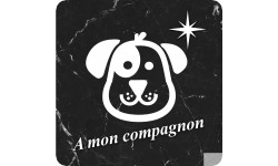 à mon compagnon chien marbre noir (5x5cm) - Sticker/autocollant