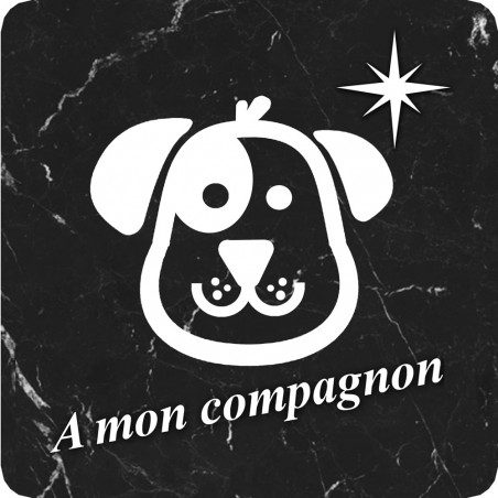 à mon compagnon chien marbre noir (5x5cm) - Sticker/autocollant