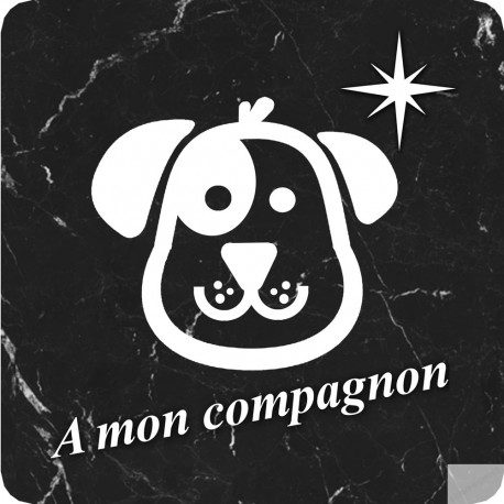 à mon compagnon chien marbre noir (15x15cm) - Sticker/autocollant