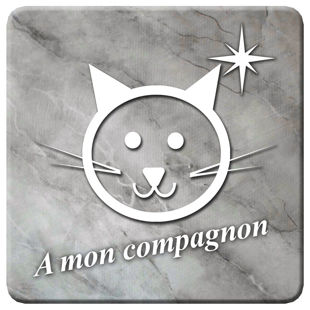 chat marbre gris (10x10cm) - Sticker/autocollant
