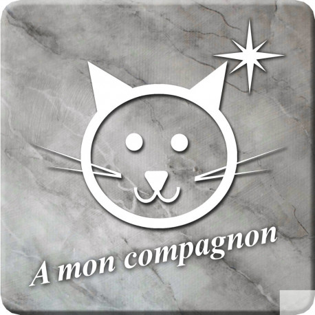 à mon compagnon chat marbre gris (10x10cm) - Sticker/autocollant