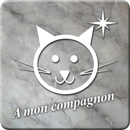 à mon compagnon chat marbre gris (10x10cm) - Sticker/autocollant