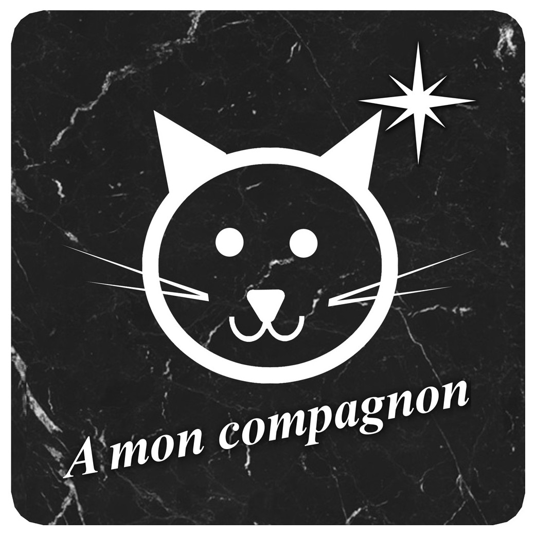 chat marbre noir (10x10cm) - Sticker/autocollant