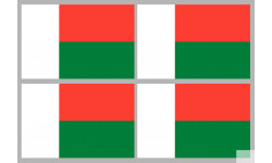 Drapeau Madagascar (4 fois 9.5x6.3cm) - Sticker/autocollant