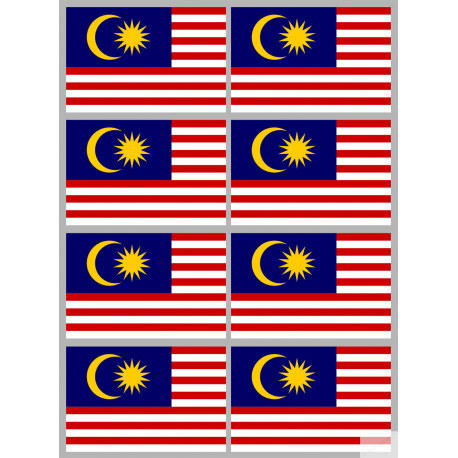 Drapeau Malaisie (8 fois 9.5x6.3cm) - Sticker/autocollant
